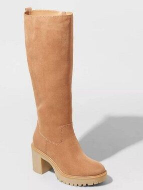 Universal Thread Tan Suede Knee-High Block Heel Boots